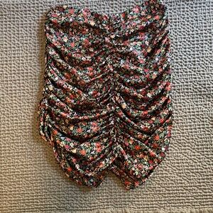 Zara Black Floral Ruched Skirt